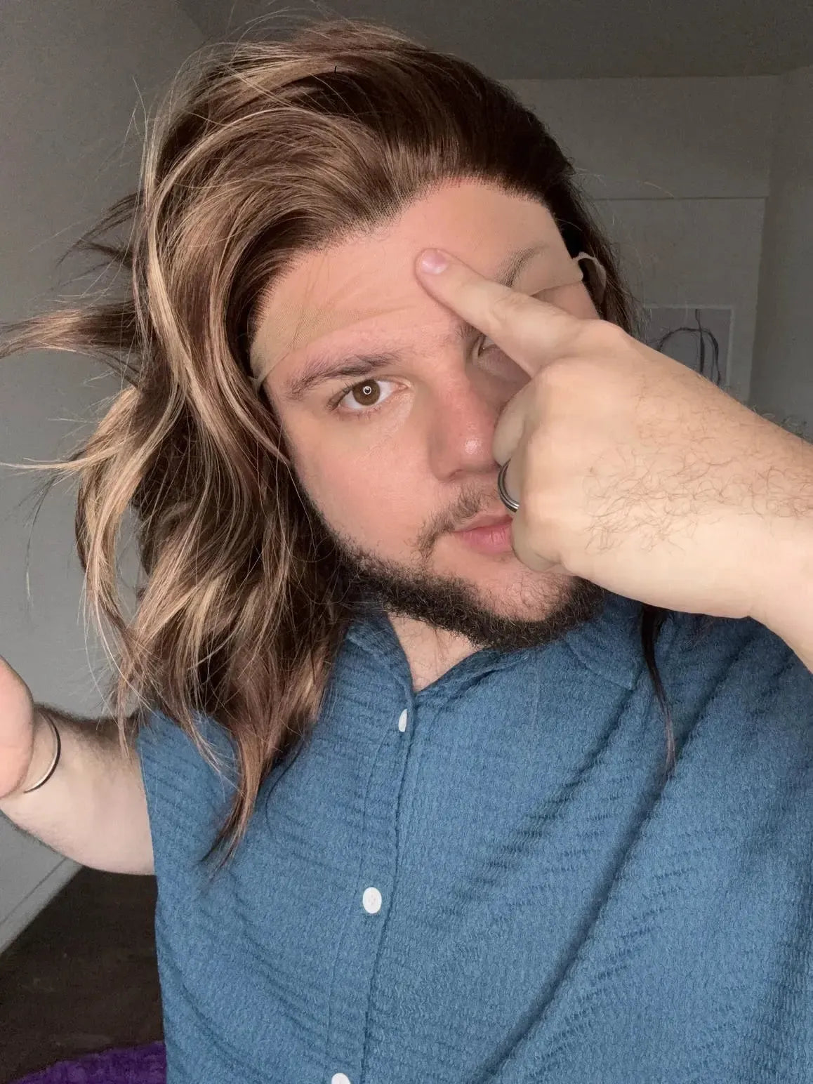 Lace Front Castanha Luzes Repartição Livre 13x3 Peça Única 067