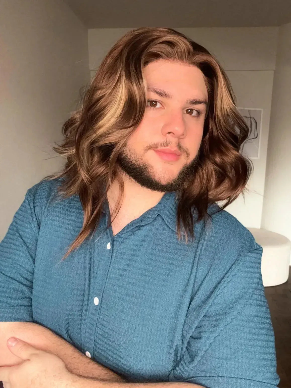 Lace Front Castanha Luzes Repartição Livre 13x3 Peça Única 067