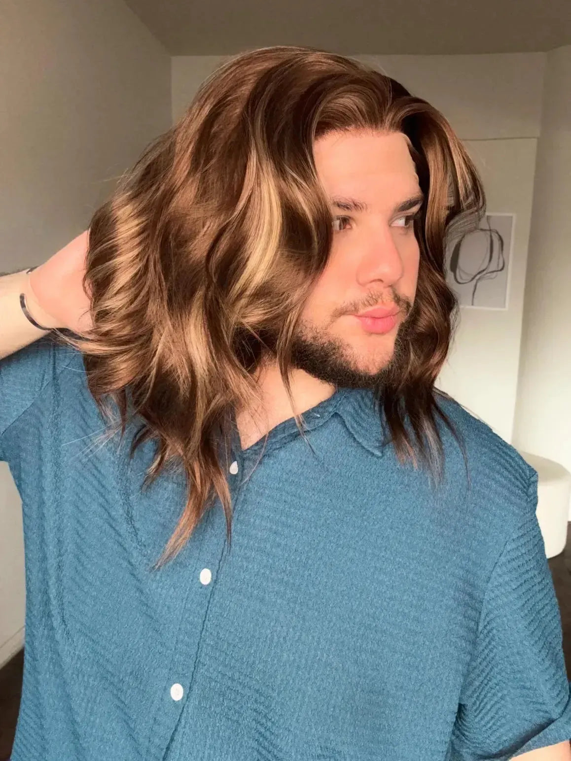 Lace Front Castanha Luzes Repartição Livre 13x3 Peça Única 067