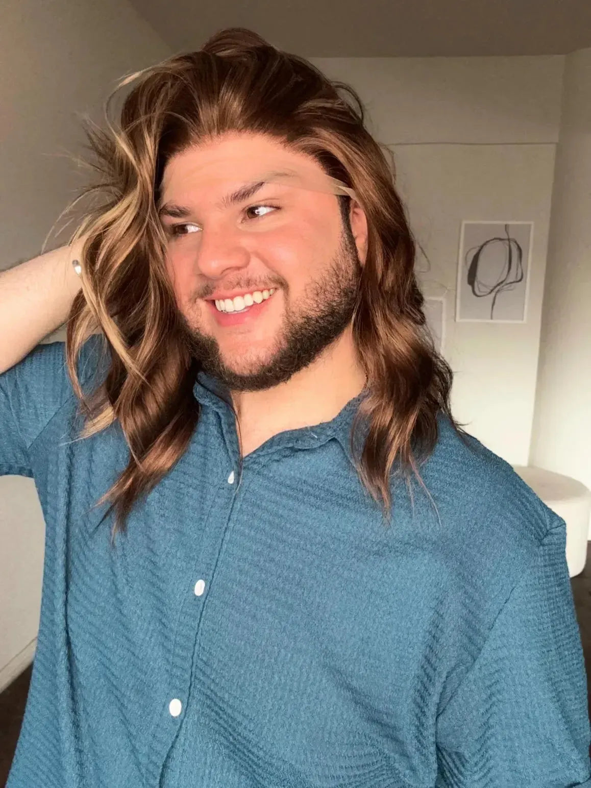 Lace Front Castanha Luzes Repartição Livre 13x3 Peça Única 067