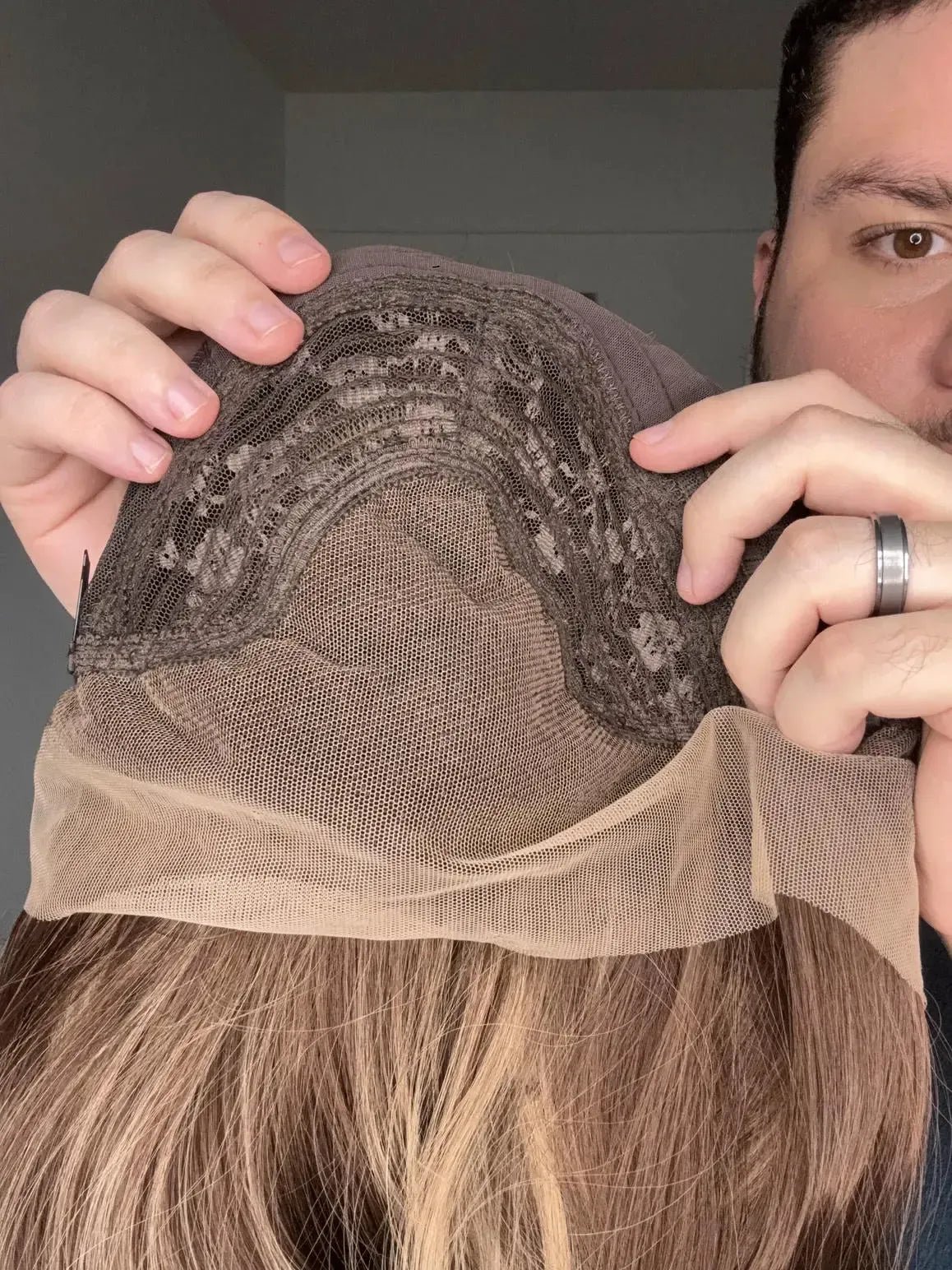 Lace Front Castanha Luzes Repartição Livre 13x3 Peça Única 067