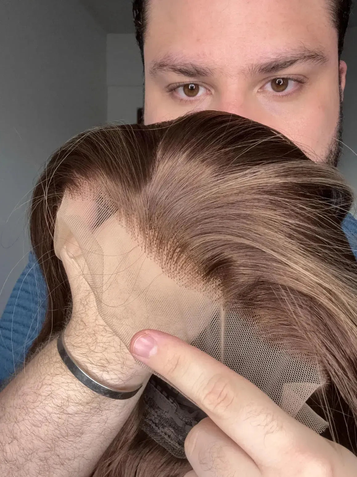 Lace Front Castanha Luzes Repartição Livre 13x3 Peça Única 067