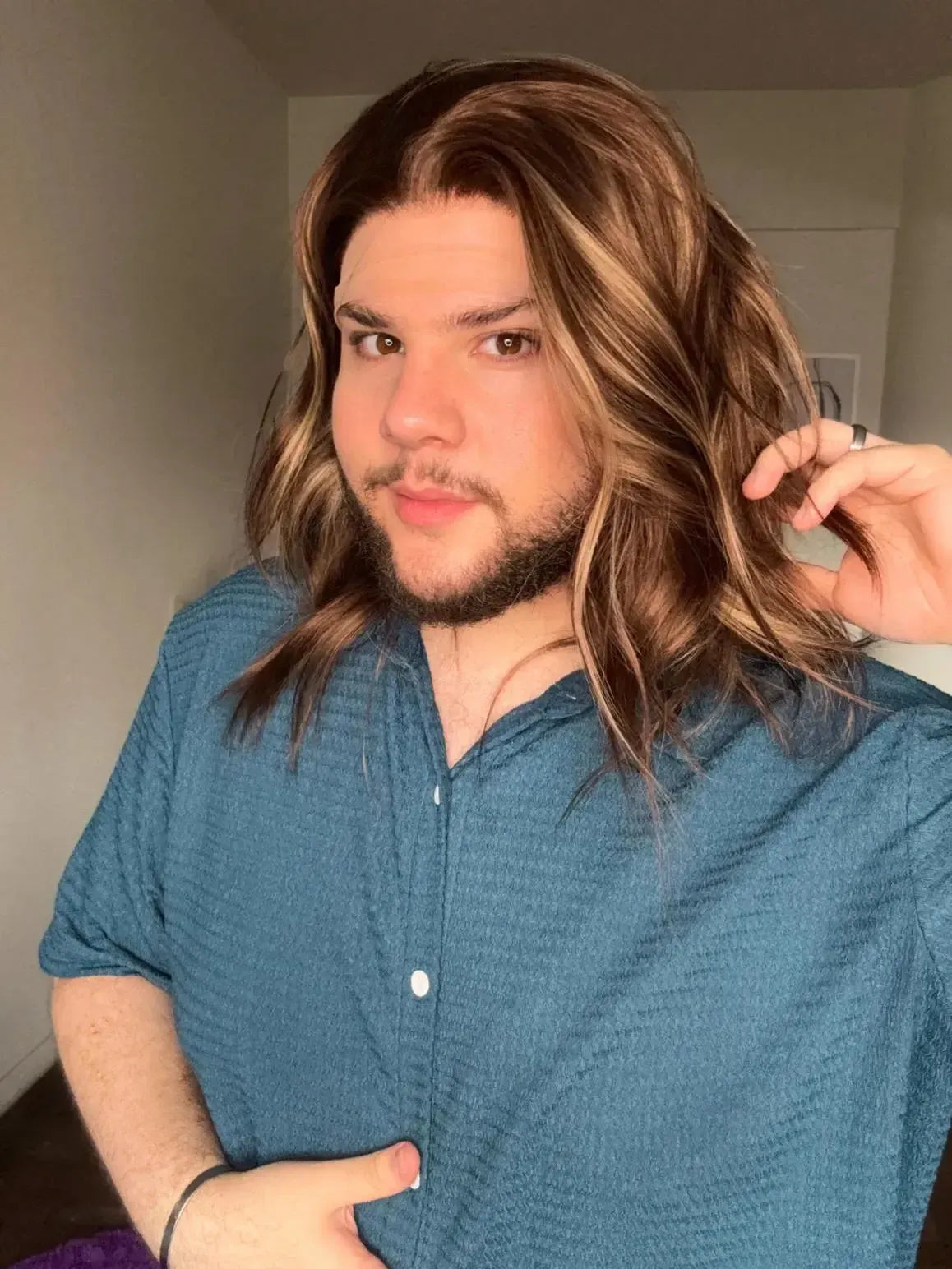 Lace Front Castanha Luzes Repartição Livre 13x3 Peça Única 067