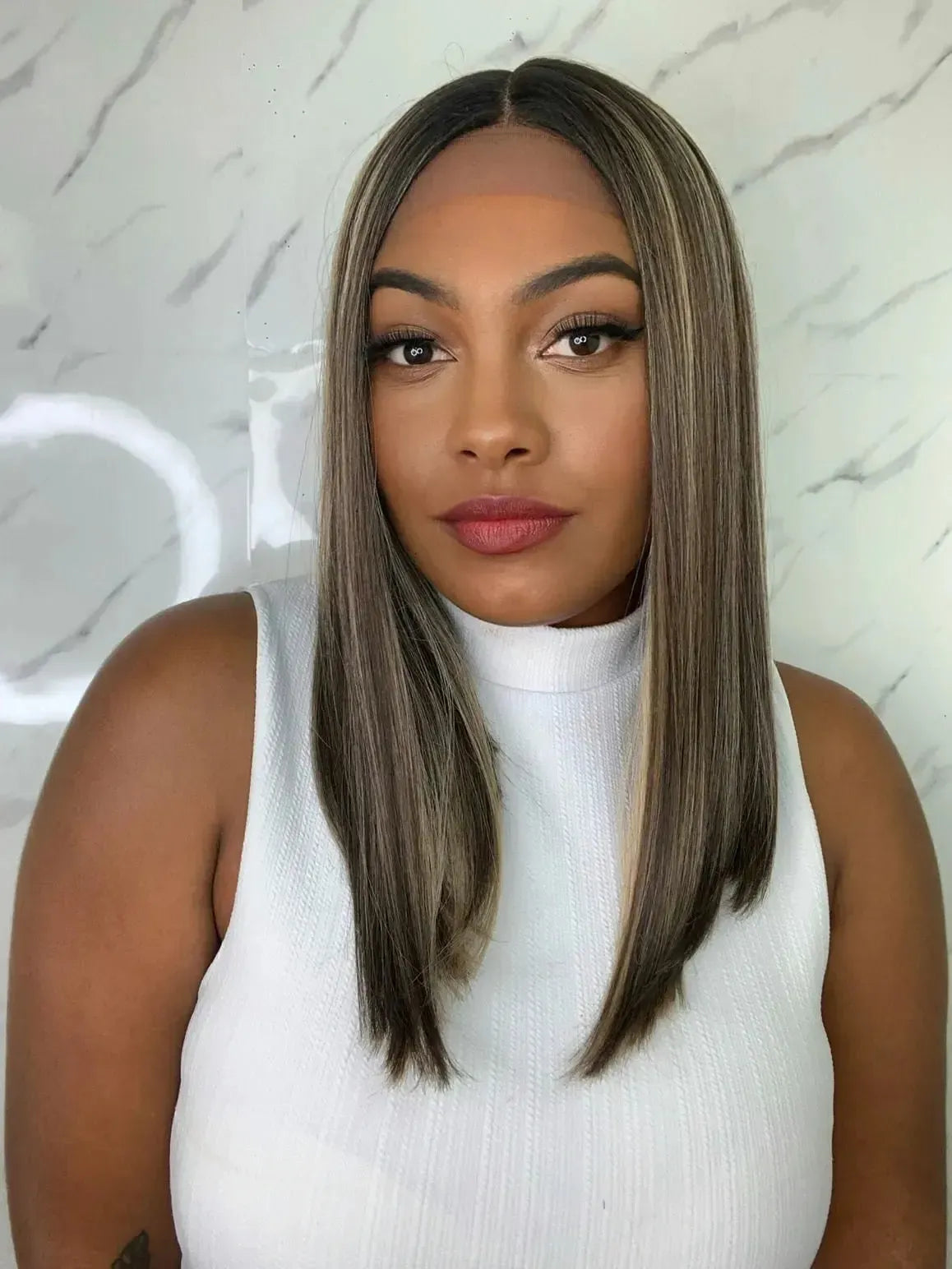 Lace Front Dominick Loira Luzes Lisa Longbob 50cm