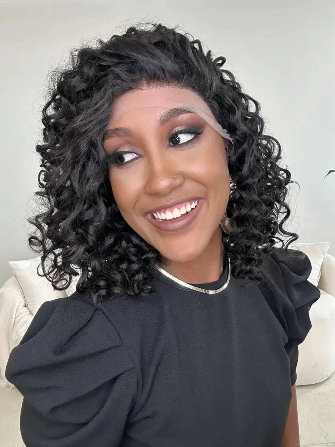 Lace Front Eleanor Castanho Escuro Cacheada