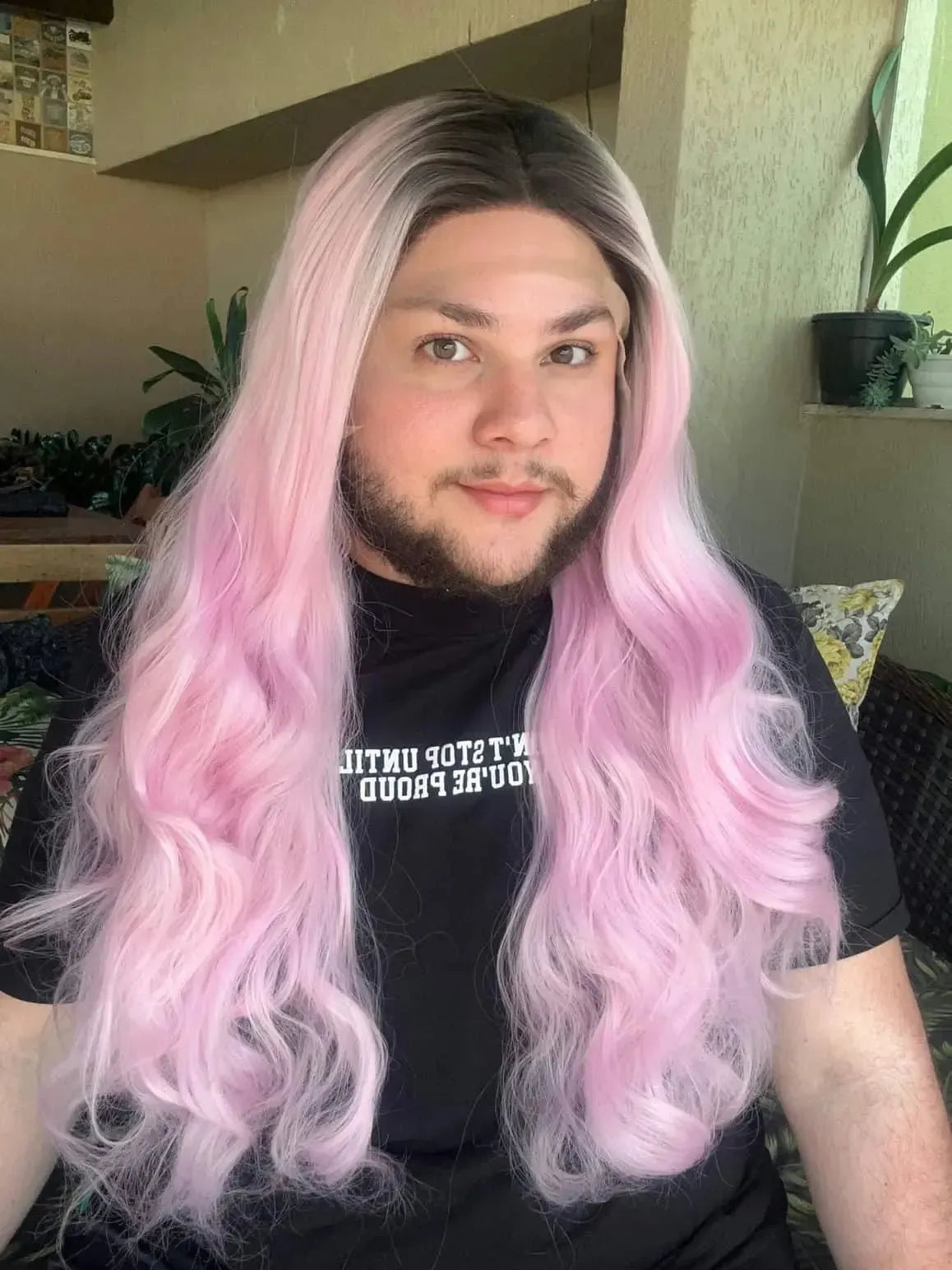 Lace Front Ellen Rosa Raiz Preta Ondulada - Repartição Livre 13x3