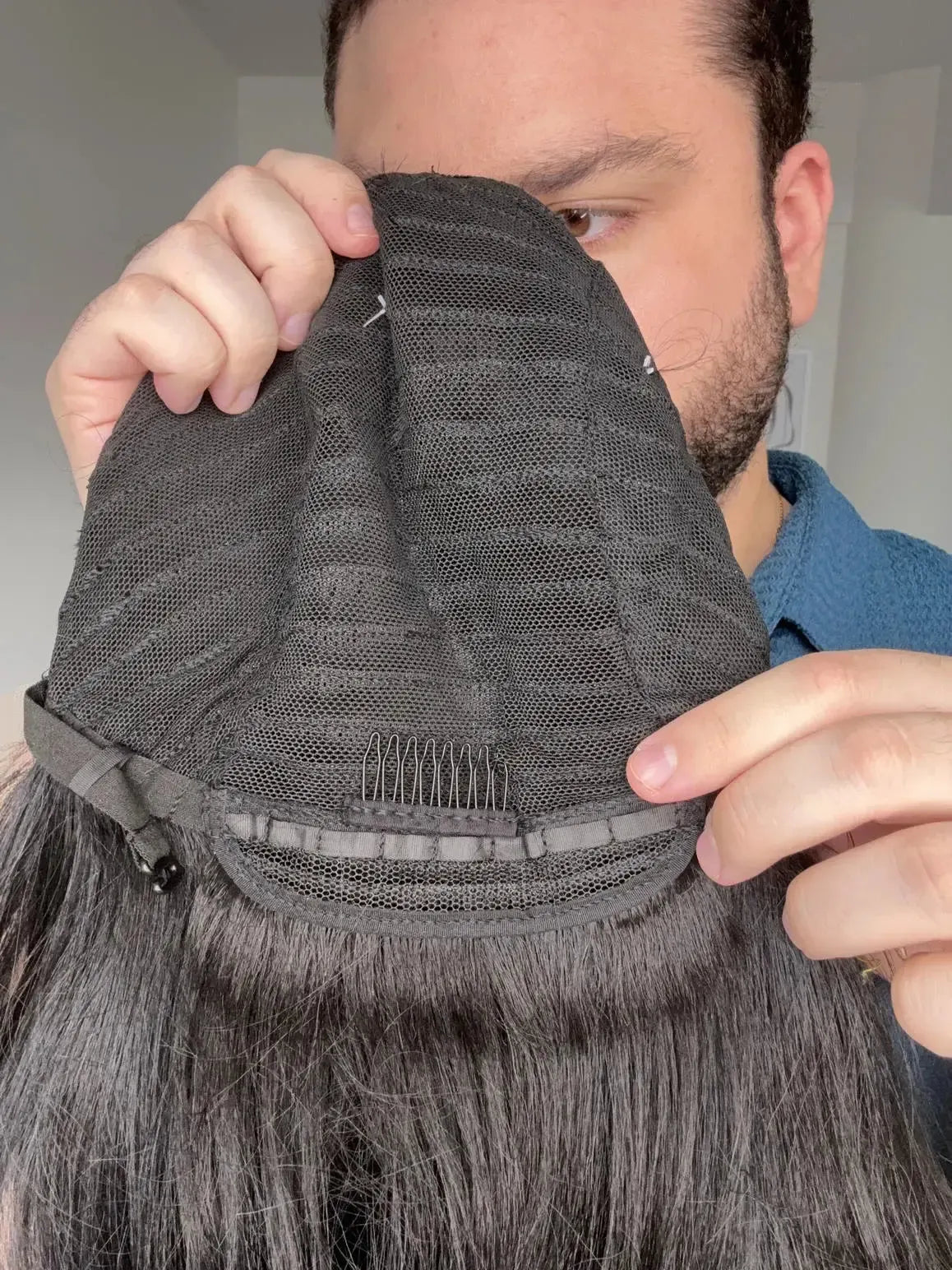 Lace Front Fibra Premium Preta Peça Única 056