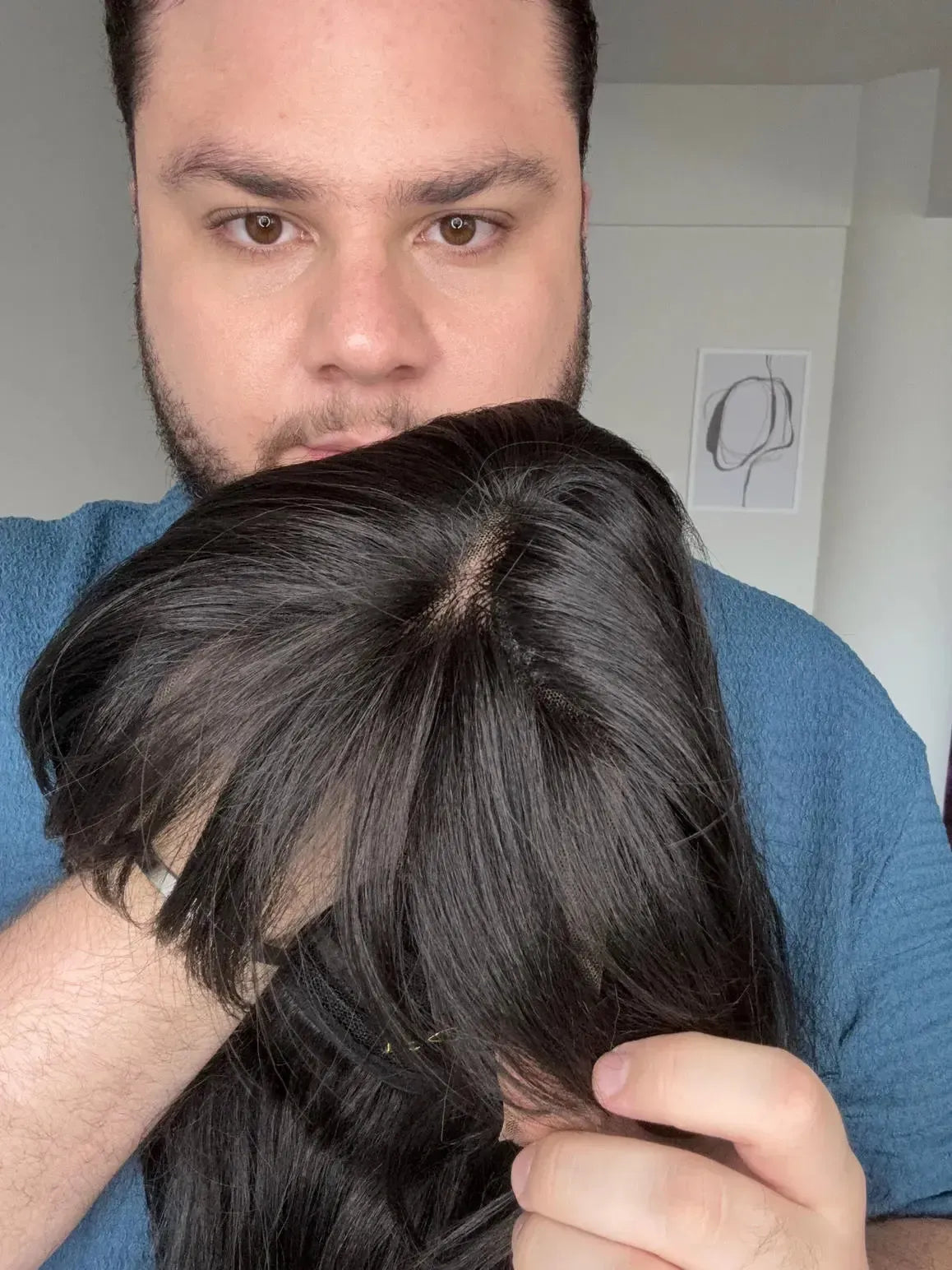 Lace Front Fibra Premium Preta Peça Única 056