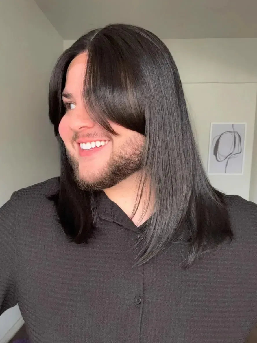 Lace Front Franja Lateral Castanho Escuro Fibra Premium Peça Única 021