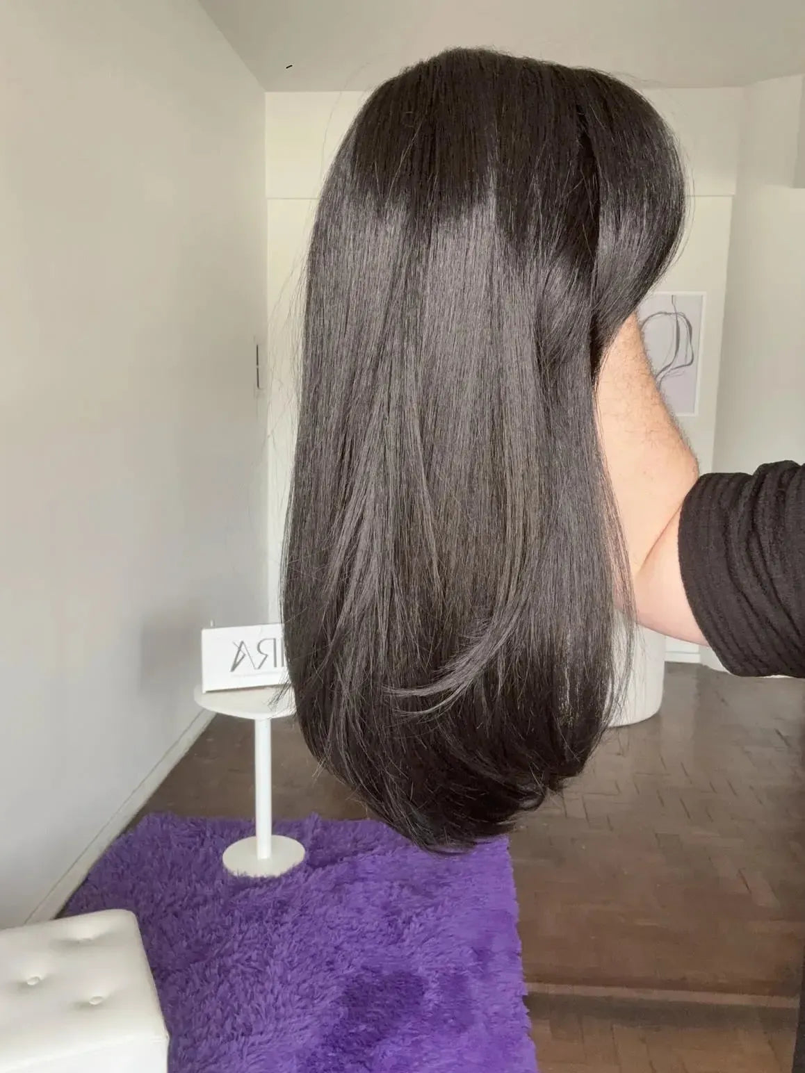 Lace Front Franja Lateral Castanho Escuro Fibra Premium Peça Única 021