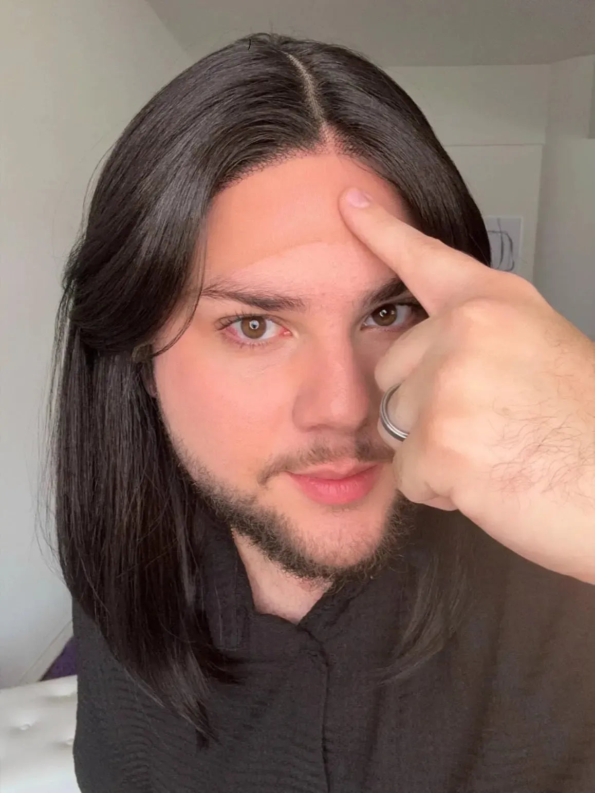 Lace Front Franja Lateral Castanho Escuro Fibra Premium Peça Única 021