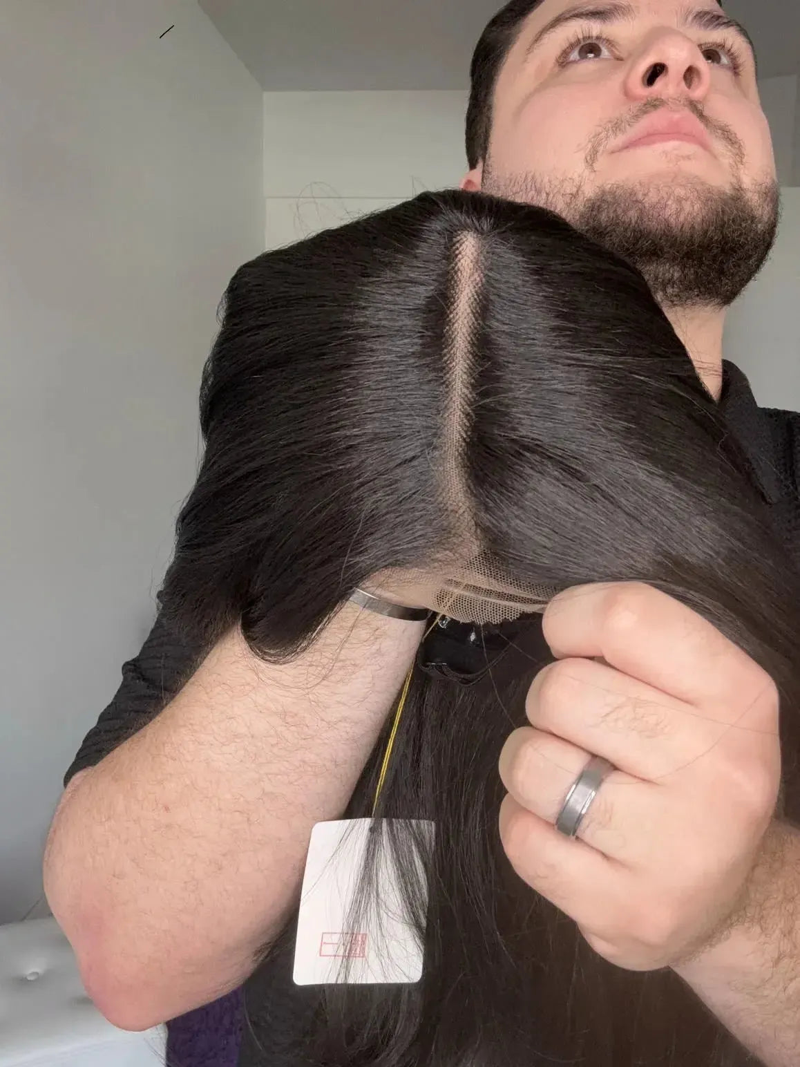 Lace Front Franja Lateral Castanho Escuro Fibra Premium Peça Única 021