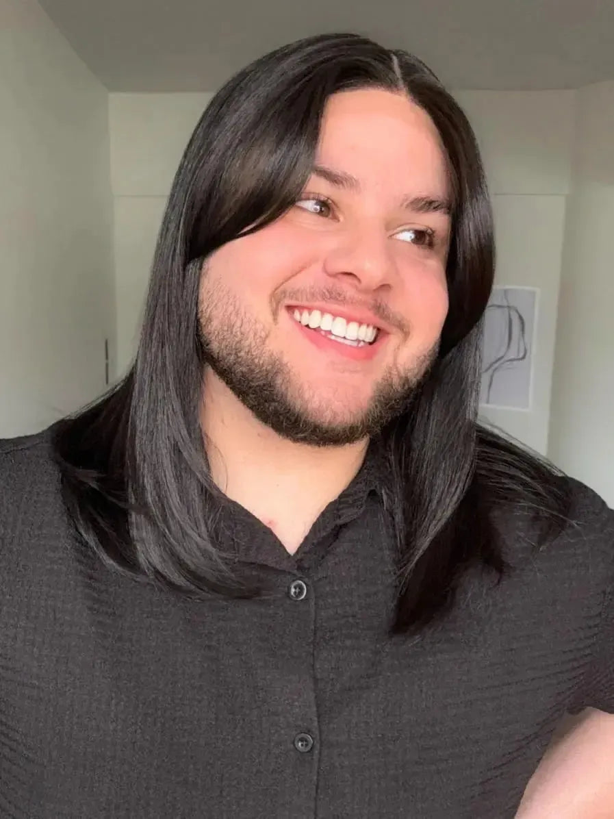 Lace Front Franja Lateral Castanho Escuro Fibra Premium Peça Única 021