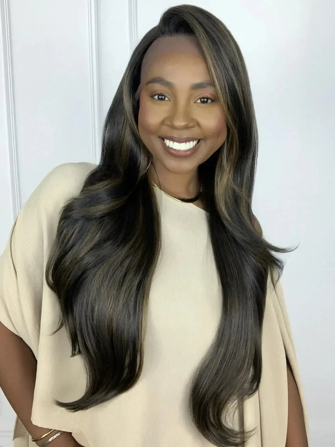 Lace Front Gardenia Castanho Luzes TT2 Ondulada Repartição Livre 13x4