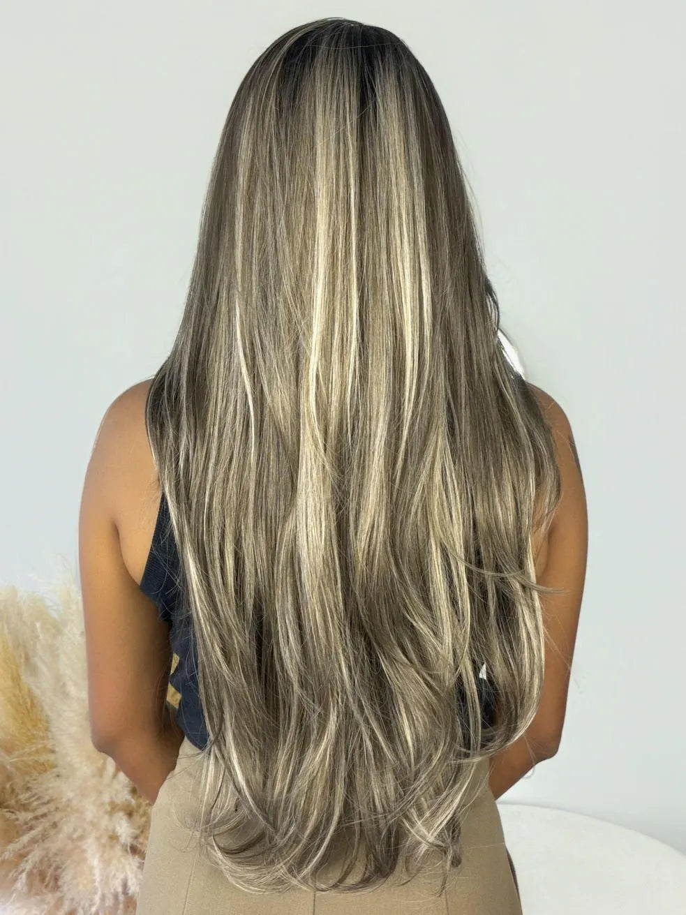 Lace Front Gardenia Castanho com Luzes 23D Ondulada - Repartição Livre 13x4