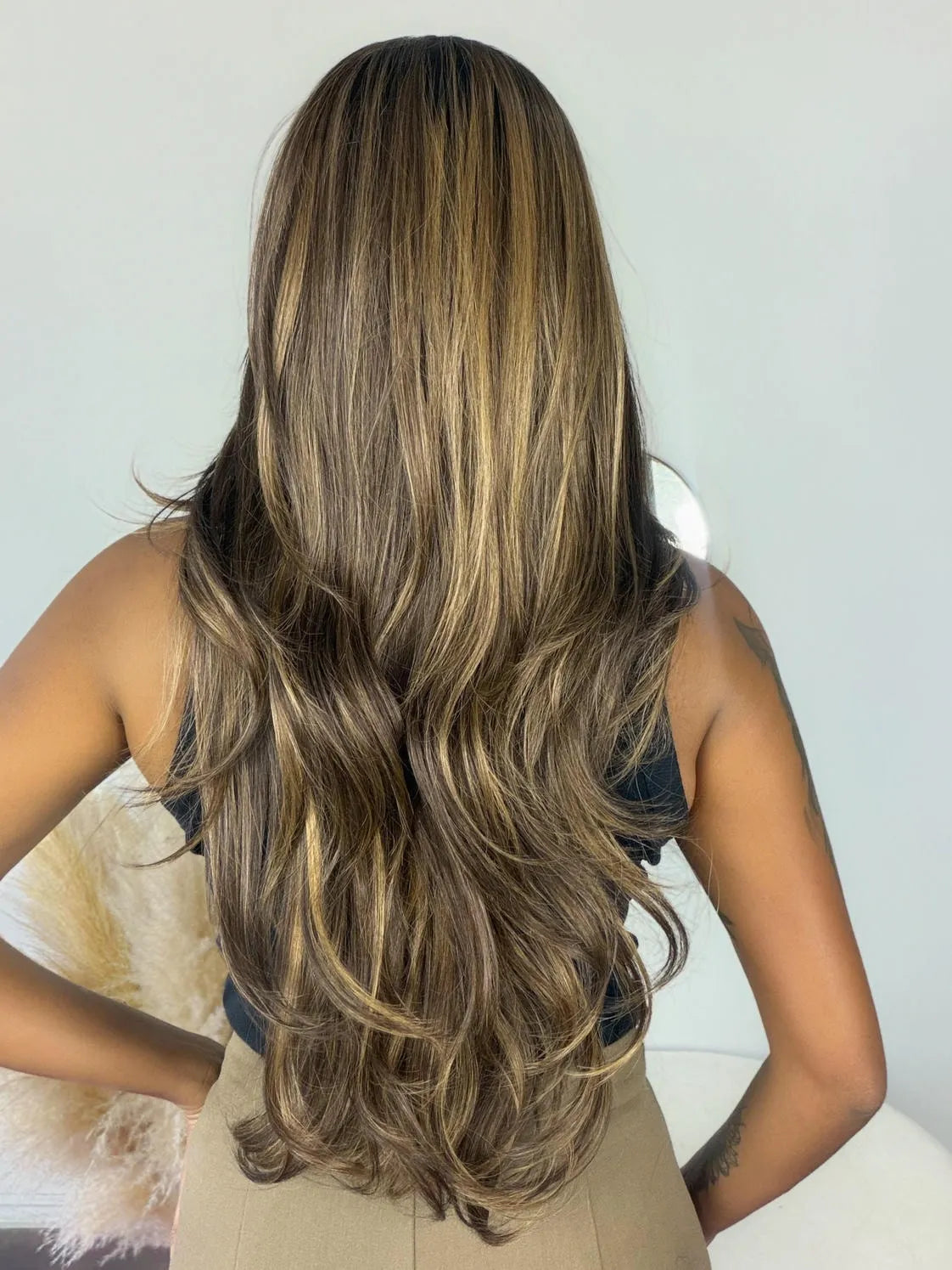 Lace Front Gardenia Castanho com Luzes 27YA Ondulada - Repartição Livre 13x4