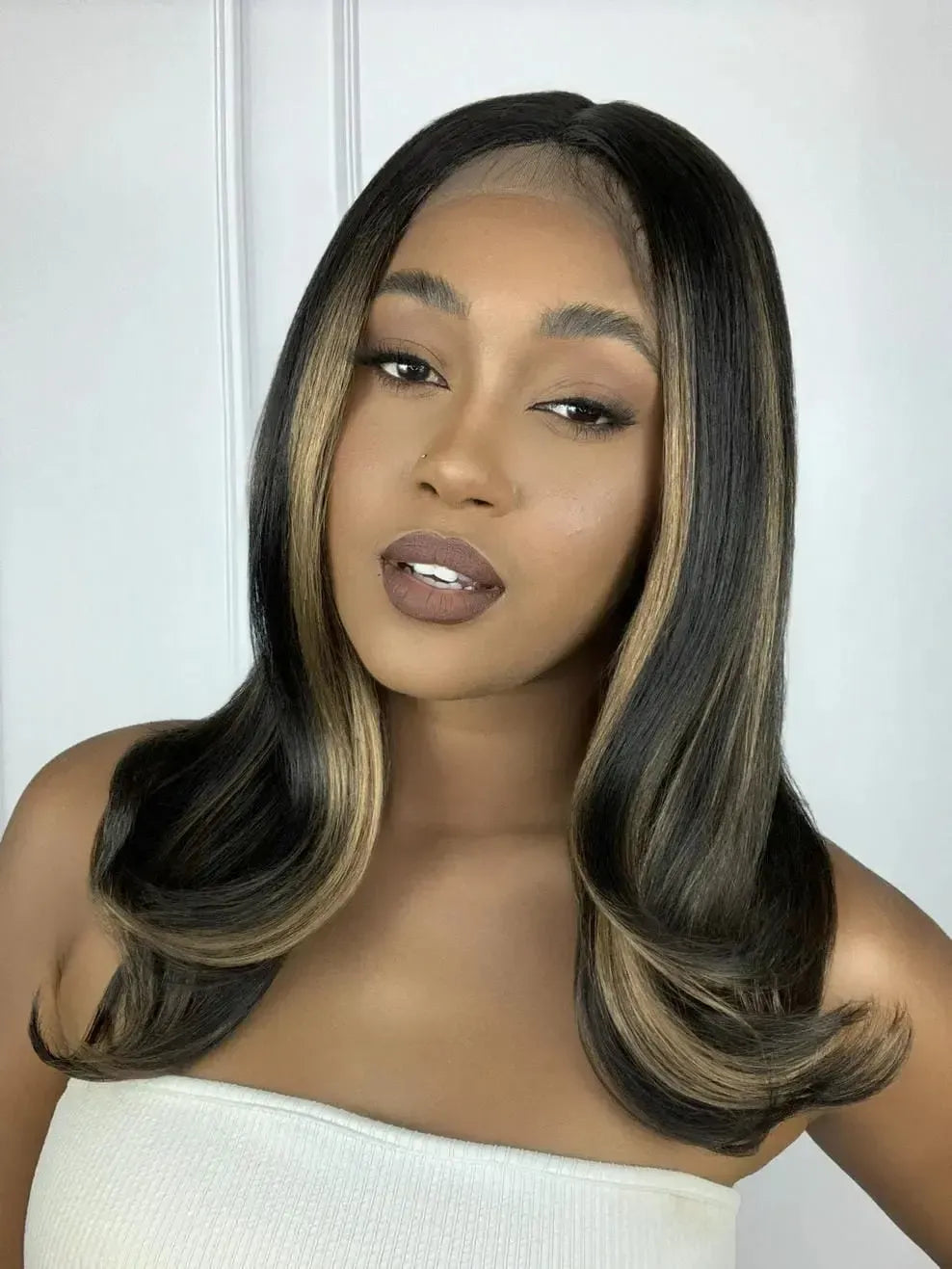 Lace Front Giba Castanho com Luzes