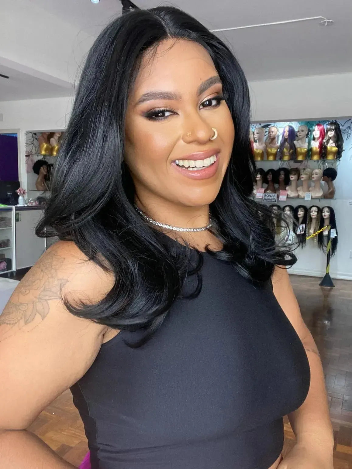 Lace Front Giba Preta Ondulada
