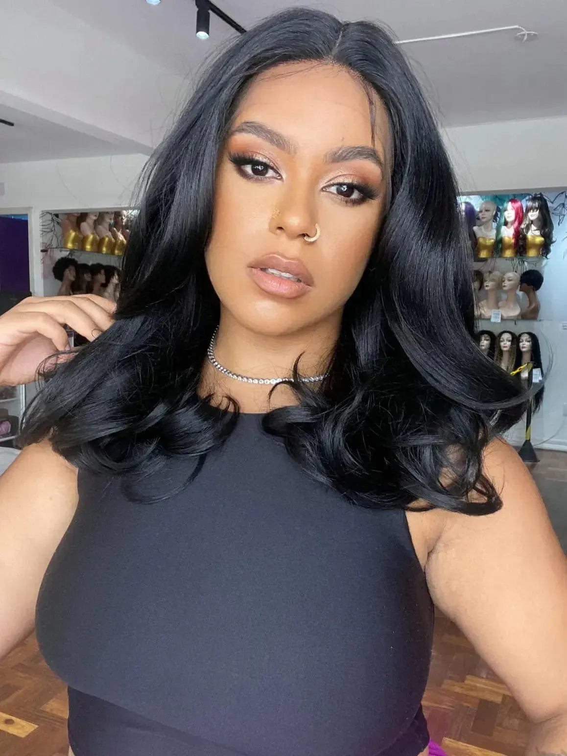 Lace Front Giba Preta Ondulada