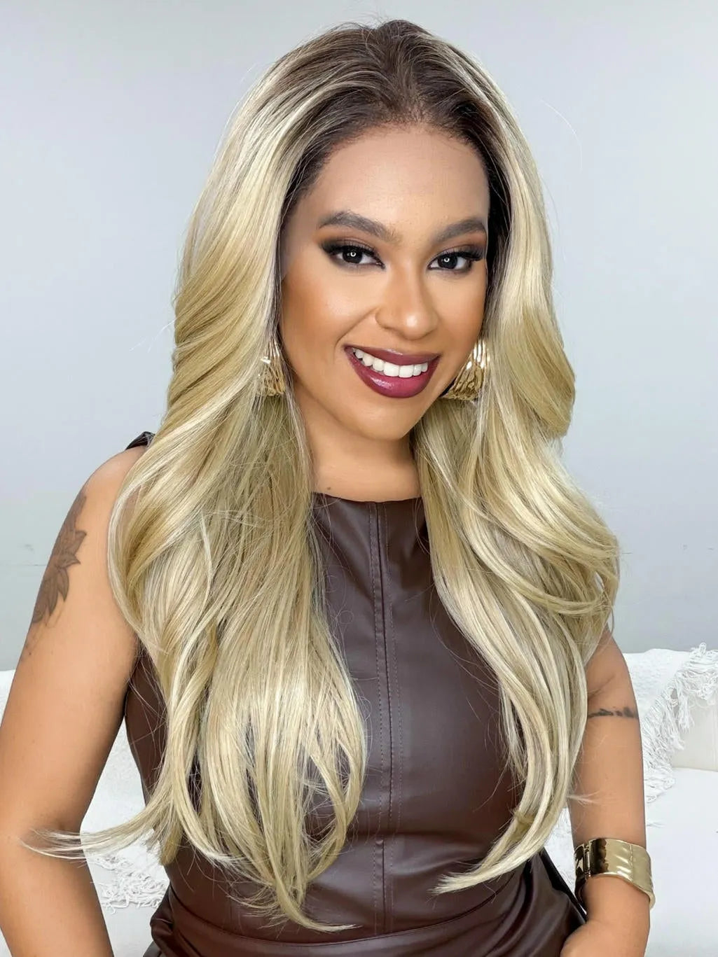Lace Front HD Adela Loira 613 65cm - Repartição Livre 13x4