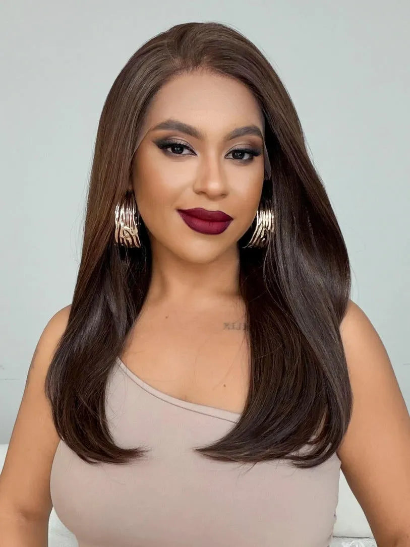 Lace Front HD Angelina Castanho Luzes - Repartição Livre 13x4