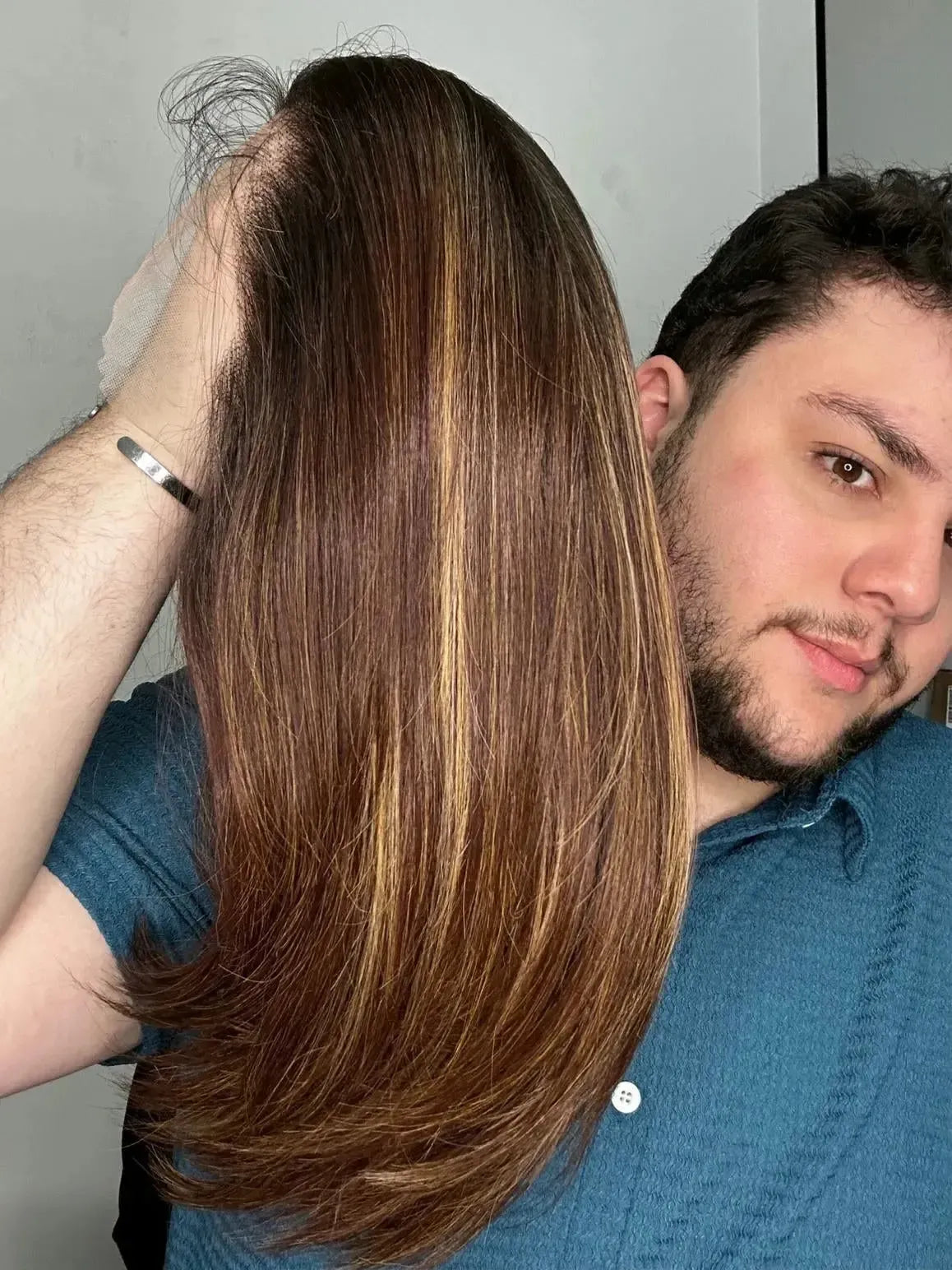 Lace Front HD Belena Castanho com Luzes Repartição Livre 13x4