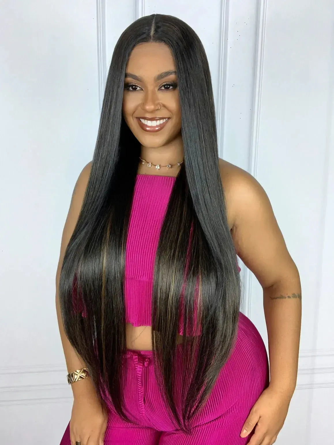 Lace Front HD Carol Castanha Luzes Lisa 90cm