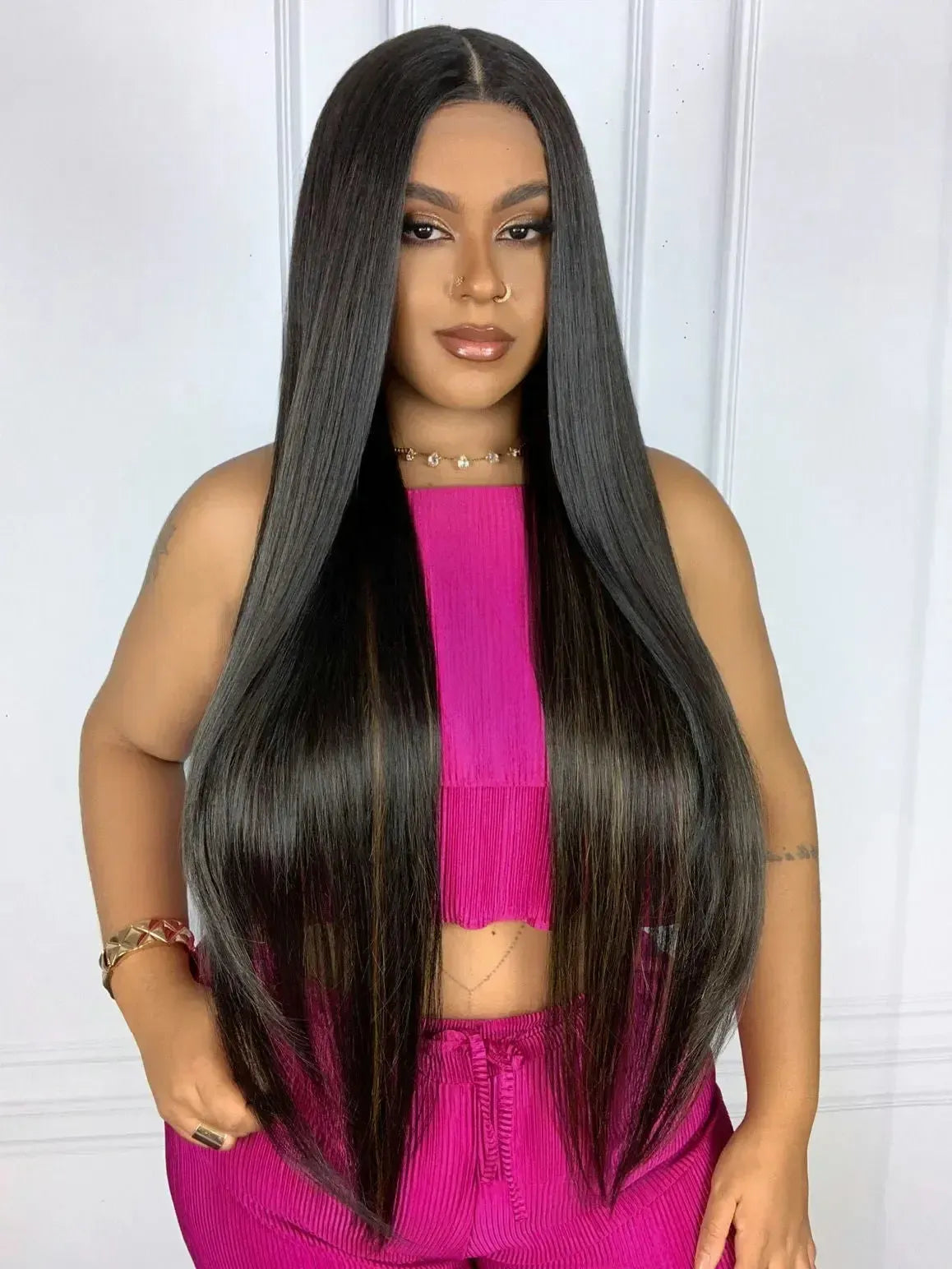 Lace Front HD Carol Castanha Luzes Lisa 90cm