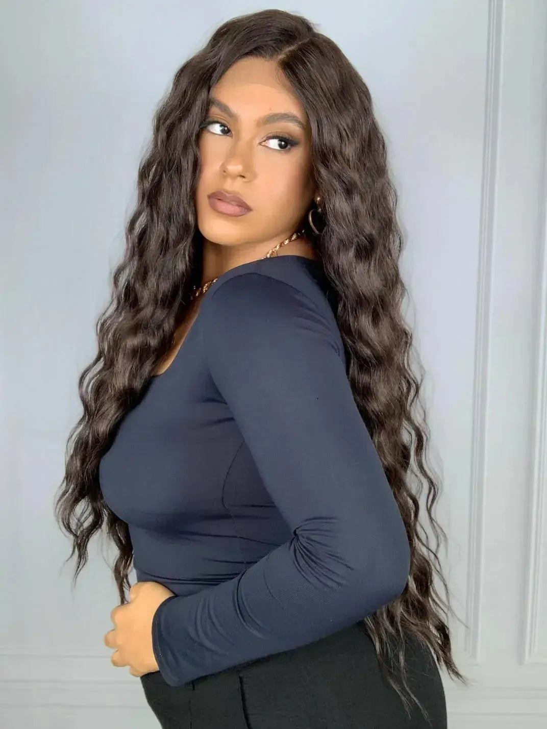 Lace Front HD Gianna Castanho F5/6A Ondulada - Repartição Livre 13x4