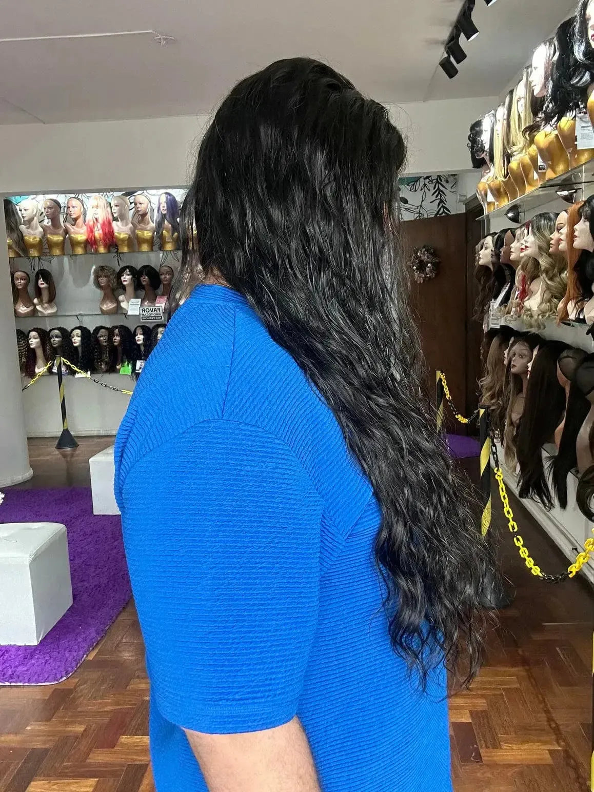 Lace Front Humana Antonella Preta Ondulada - Repartição Livre 13x6