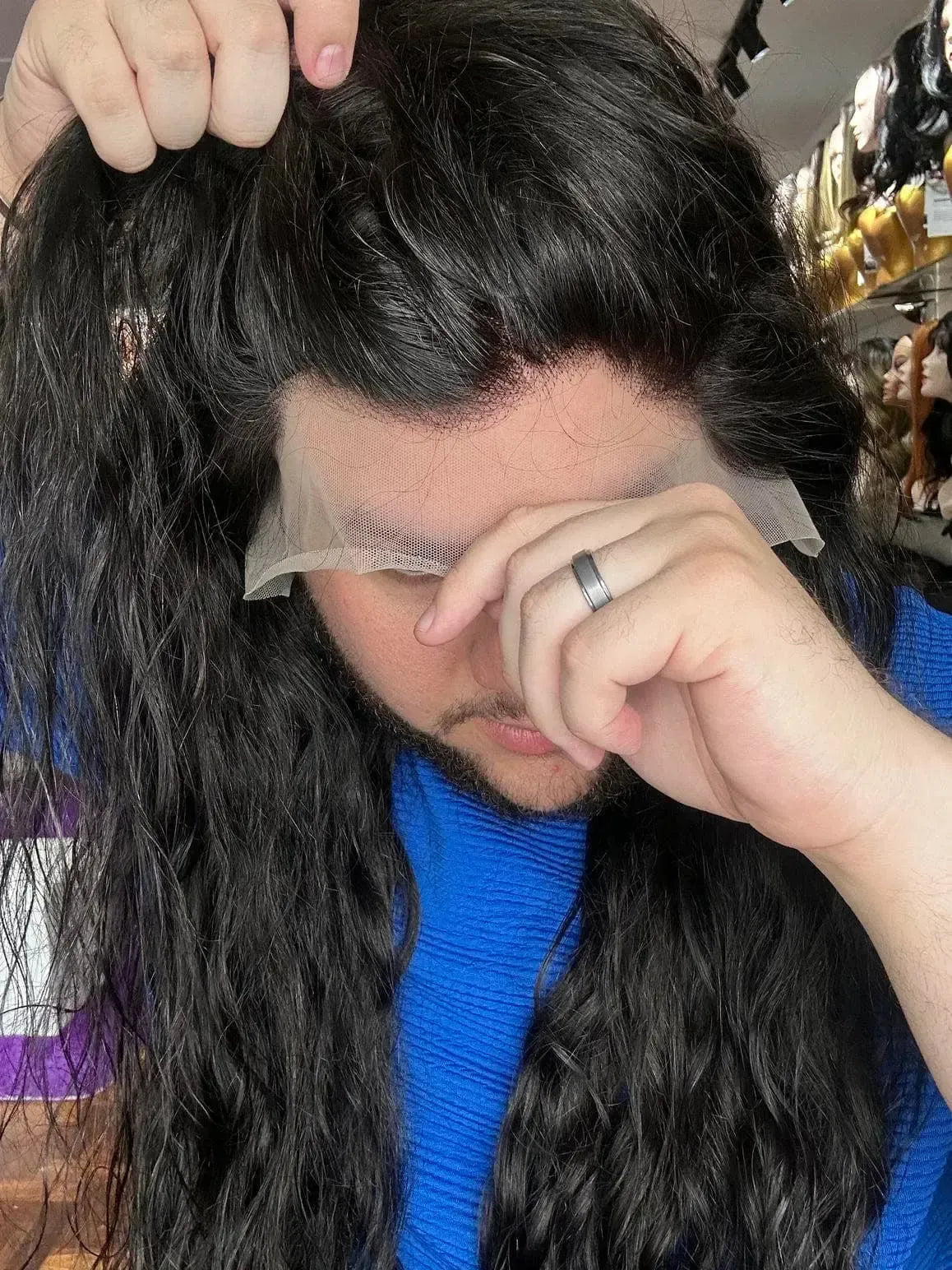 Lace Front Humana Antonella Preta Ondulada - Repartição Livre 13x6