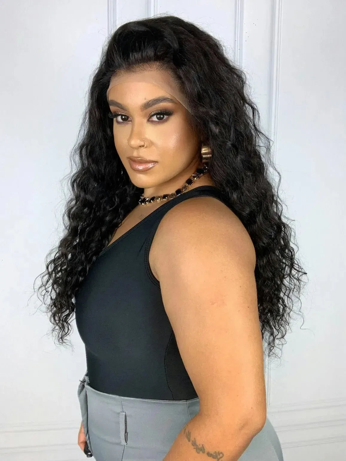 Lace Front Humana Colete Cacheada Repartição Livre 13x6