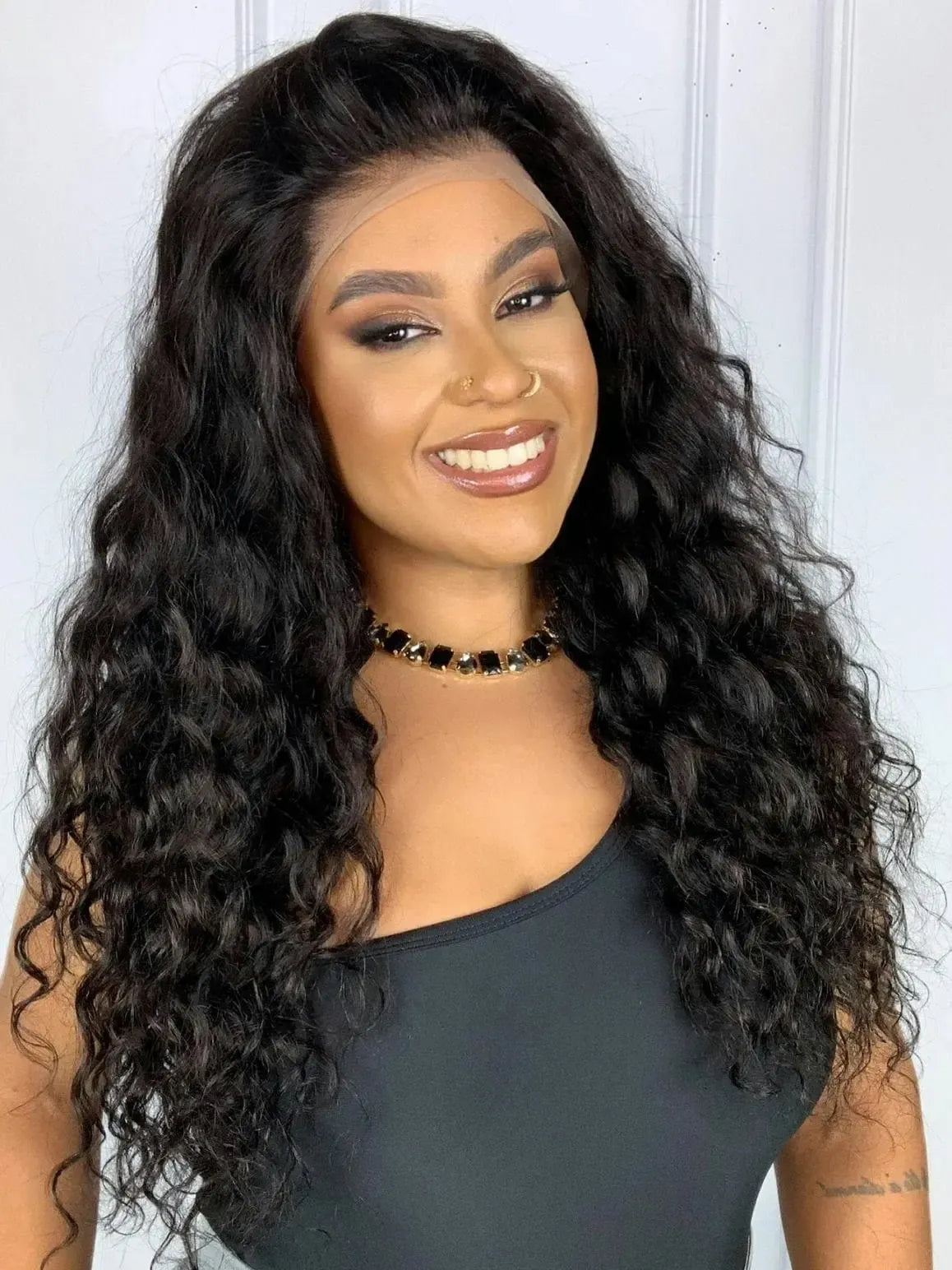 Lace Front Humana Colete Cacheada Repartição Livre 13x6