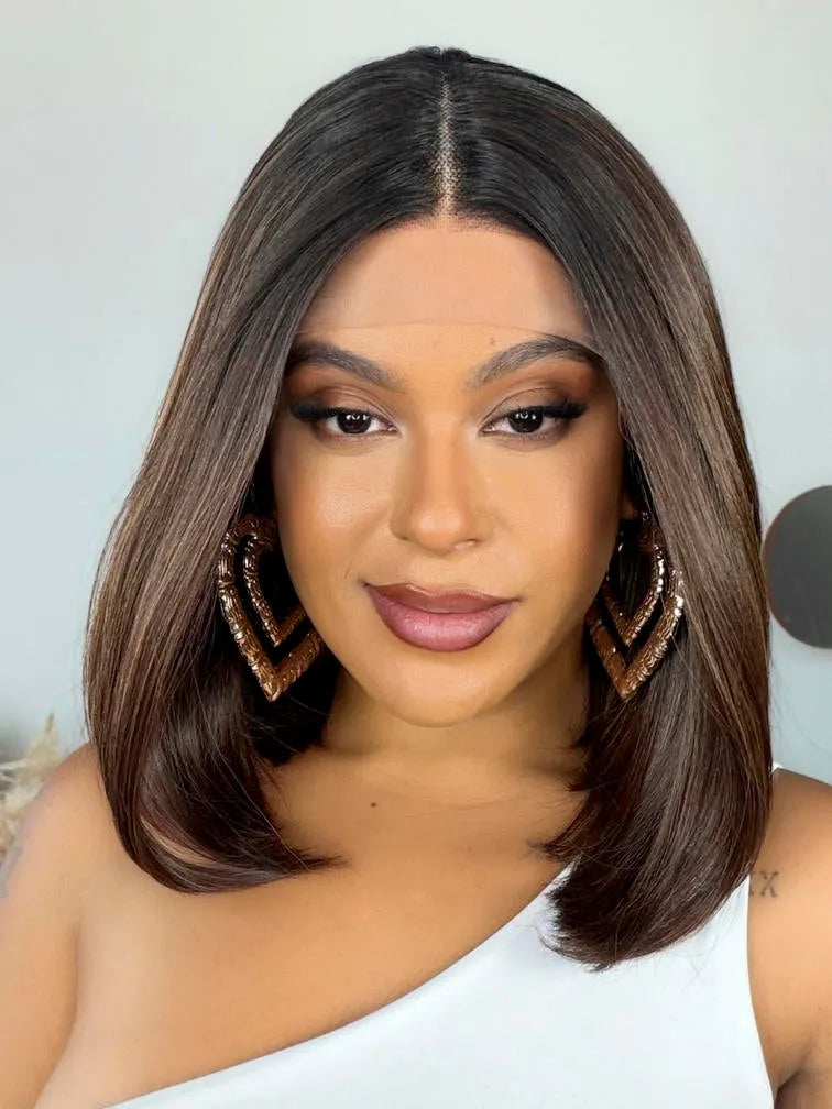 Lace Front Ingrid Longbob Castanho Luzes 33/22