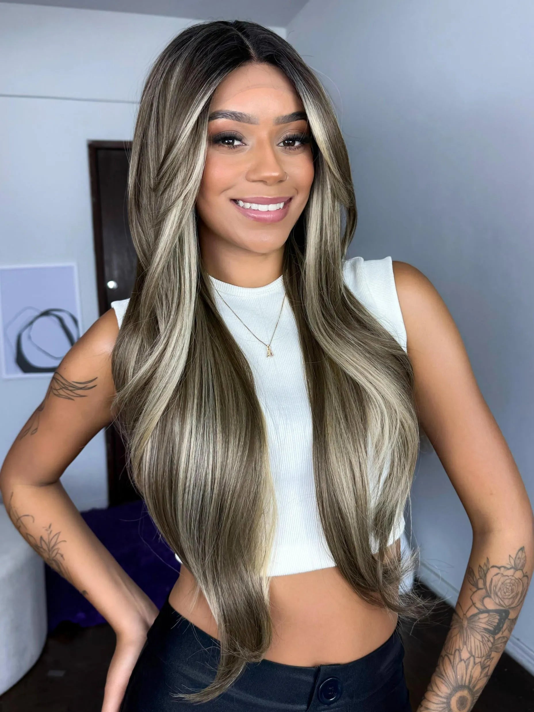 Lace Front Karina Castanho Luzes 12R Lisa
