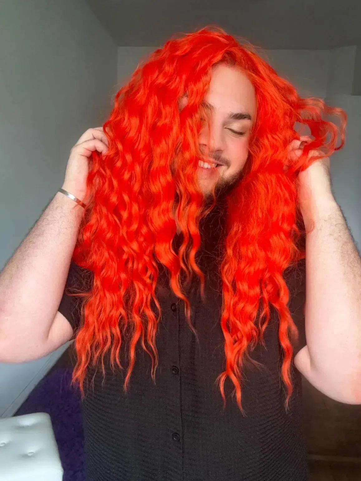 Lace Front Laranja Repartição Livre 13x4 Peça Única 023