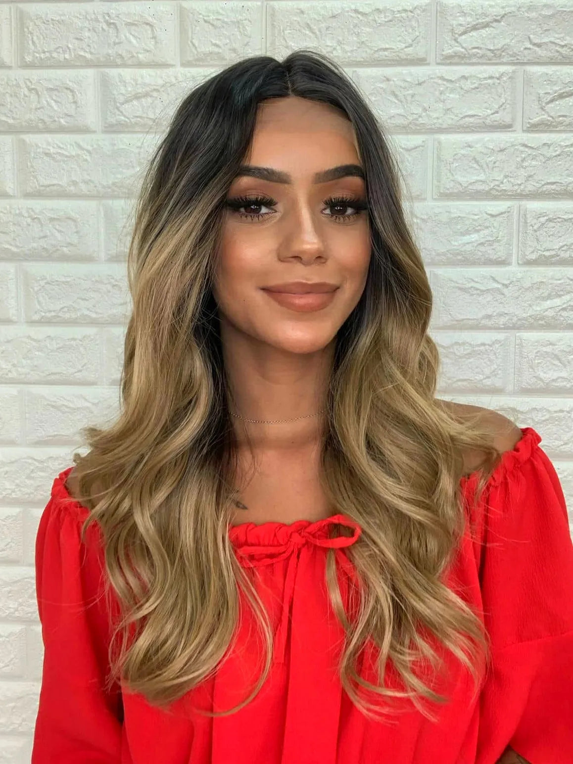 Lace Front Lorelay Castanha Raiz Castanha Ondulada