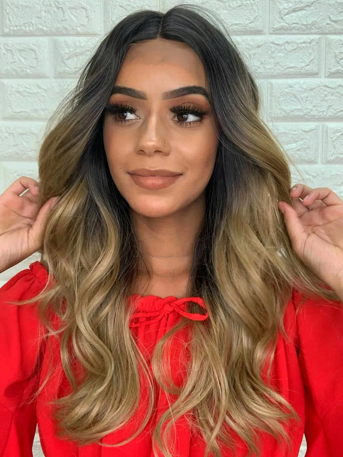 Lace Front Lorelay Castanha Raiz Castanha Ondulada