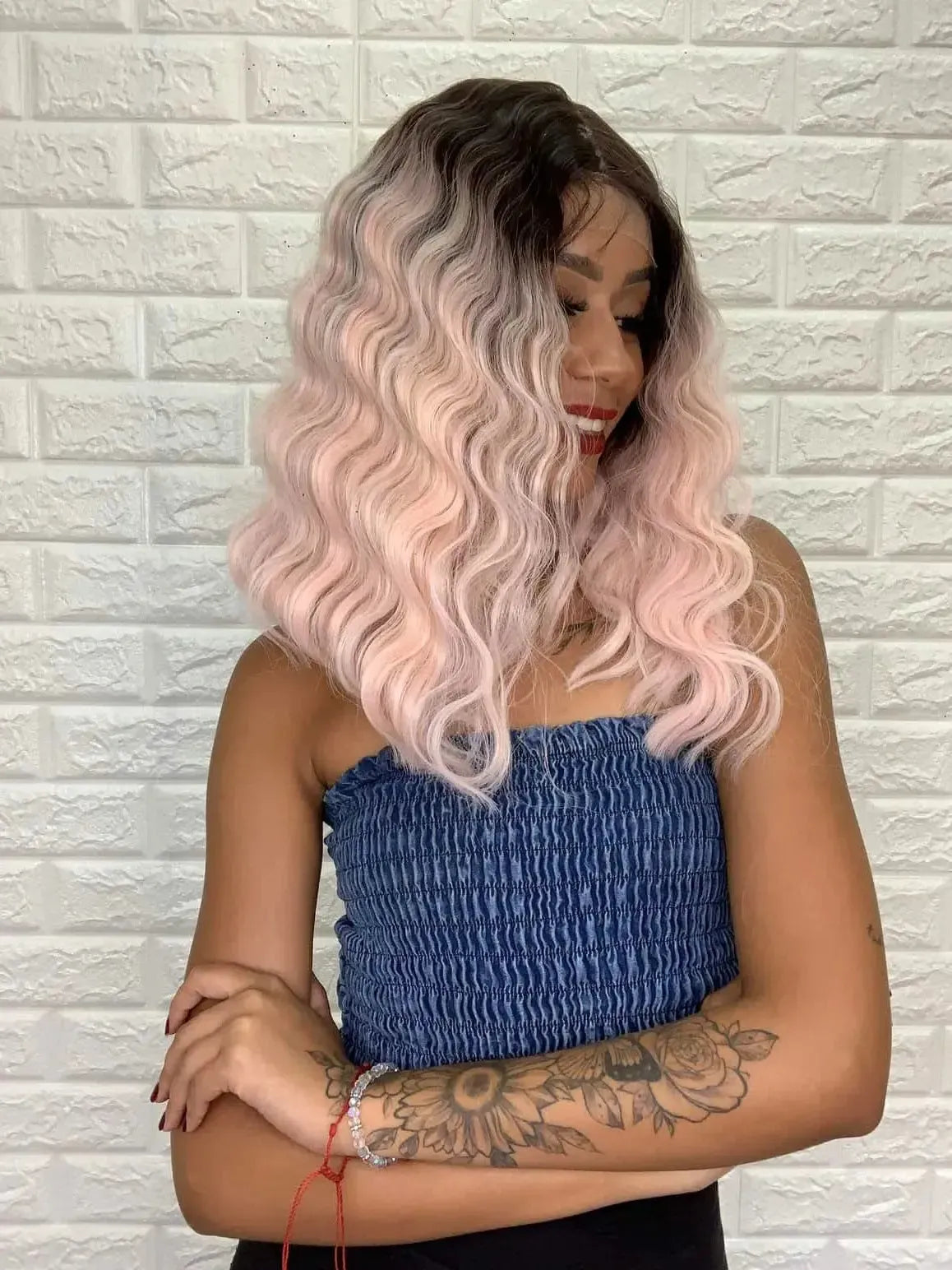 Lace Front Loreta Rosa Ondulada (Fake Scalp)