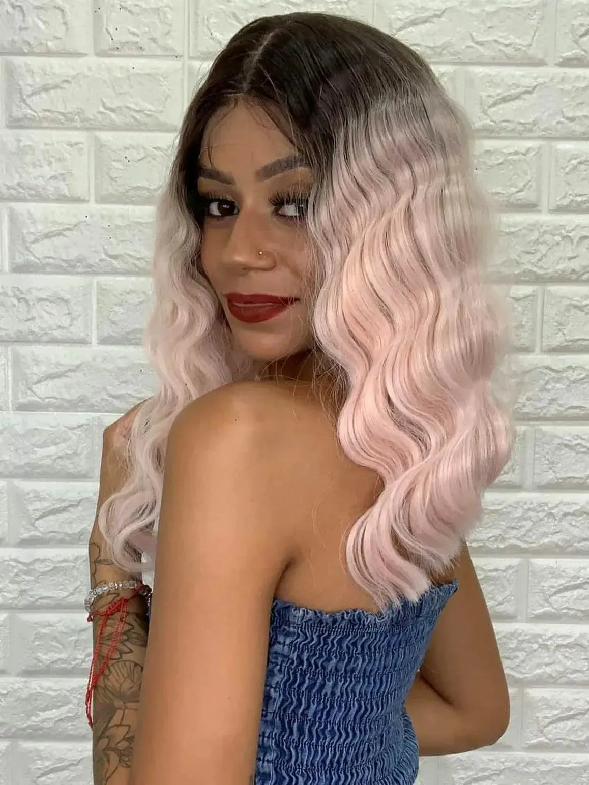 Lace Front Loreta Rosa Ondulada (Fake Scalp)