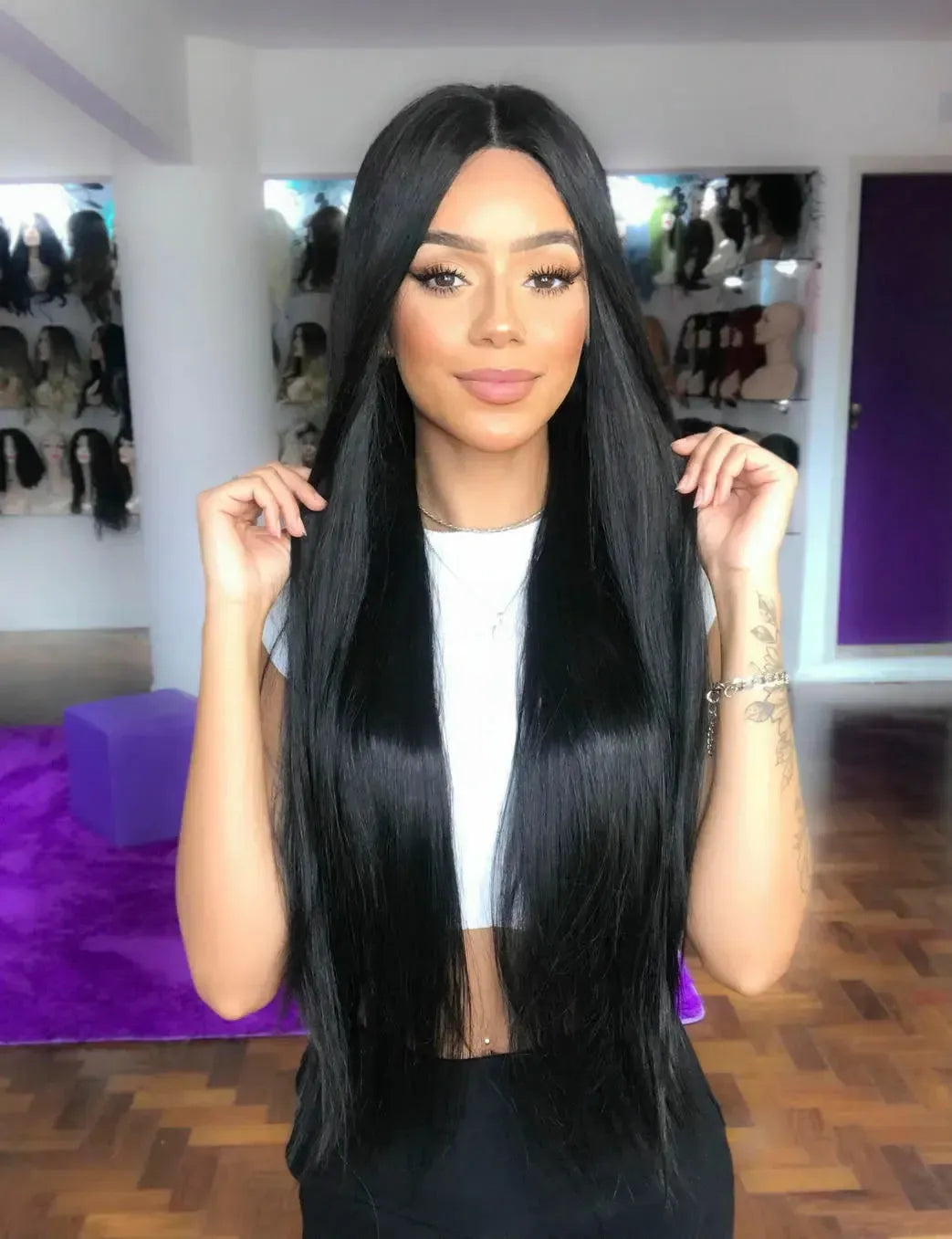 Lace Front Luiza Castanho Escuro Lisa 80cm - Repartição Livre 13x3