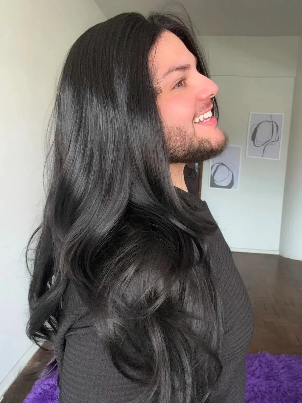 Lace Front Preta Repartição Livre 13x4 Peça Única 017