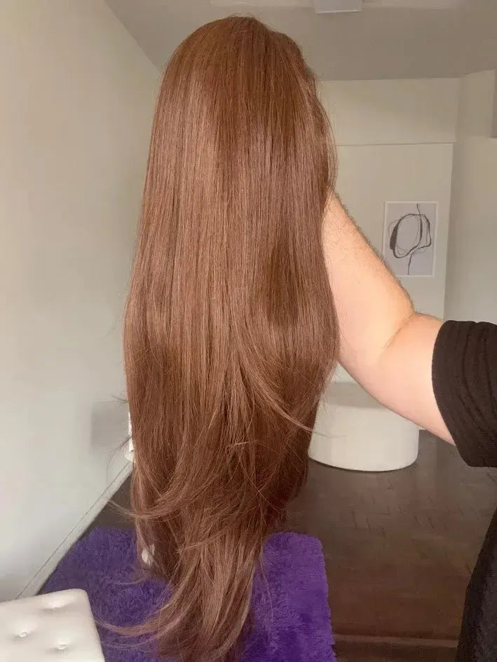 Lace Front Tela HD Castanha Repartição Livre 13x6 Peça Única 036