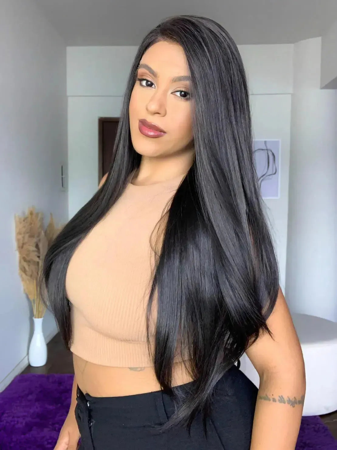 Lace Front Tela HD Diamante Castanho Escuro Ondulada - Repartição Livre 13x2