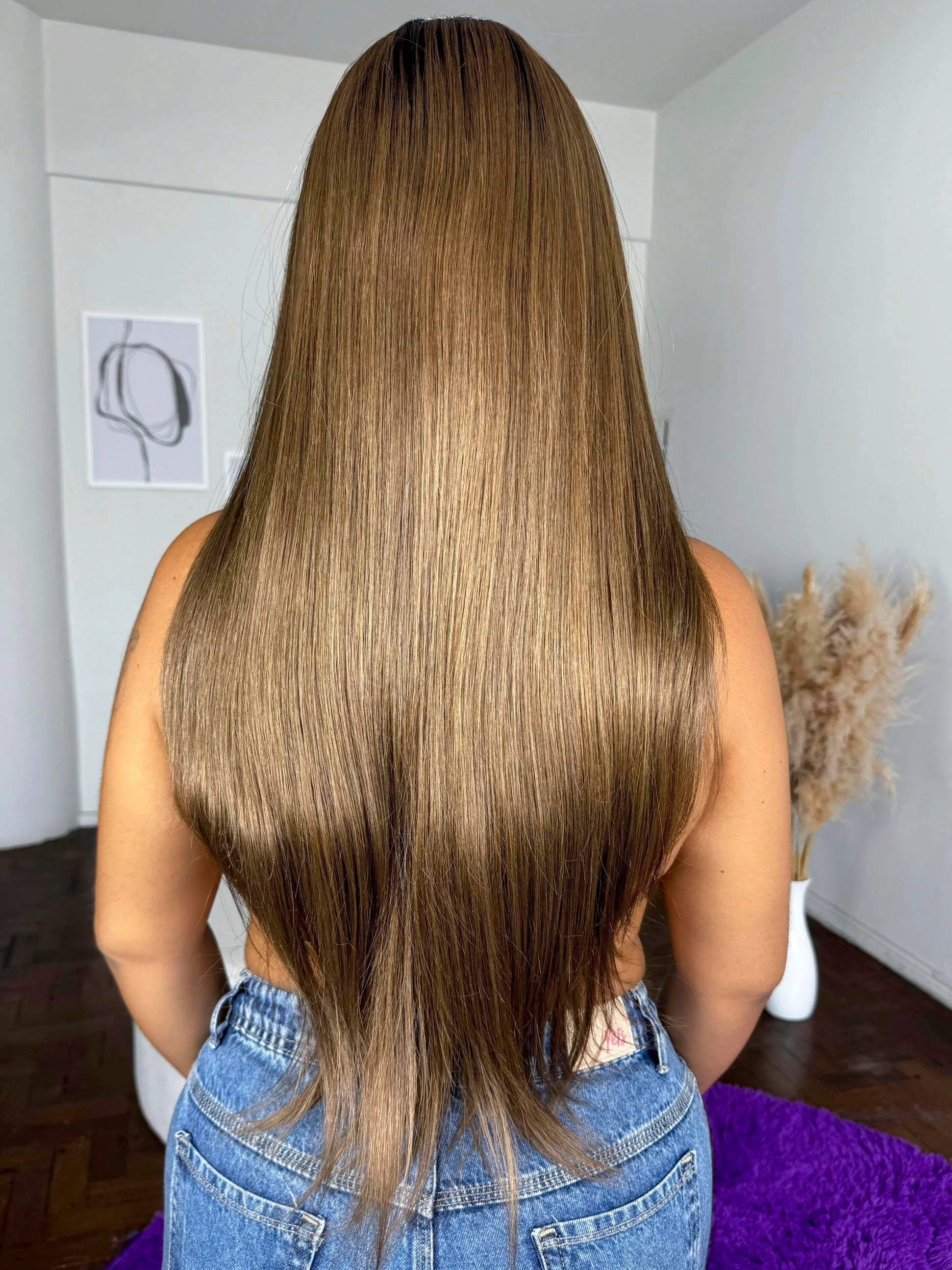 Lace Front Tela HD Diamante Castanho Raiz Preta 12D Ondulada - Repartição Livre 13x2
