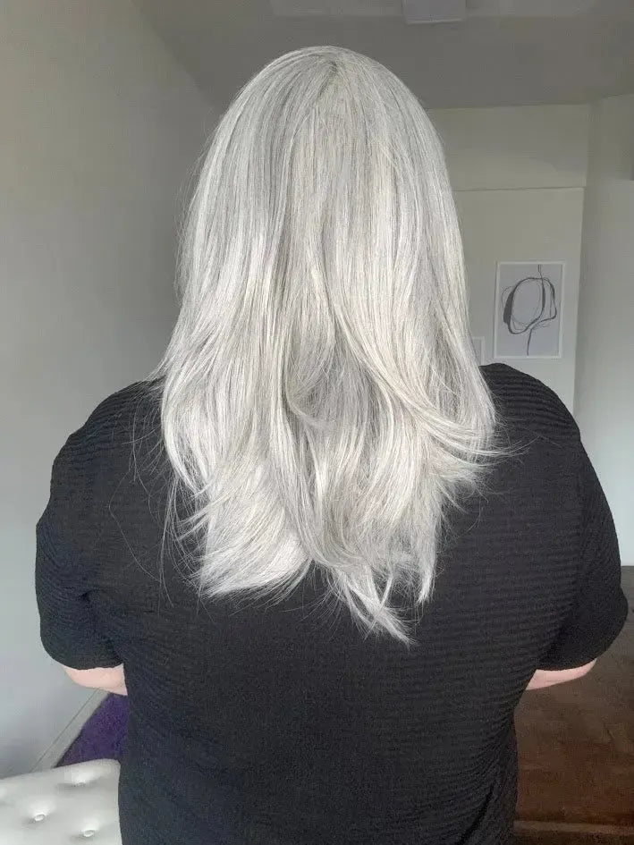 Lace Front Tela HD Grisalha Repartição Livre 13x6 Peça Única 034