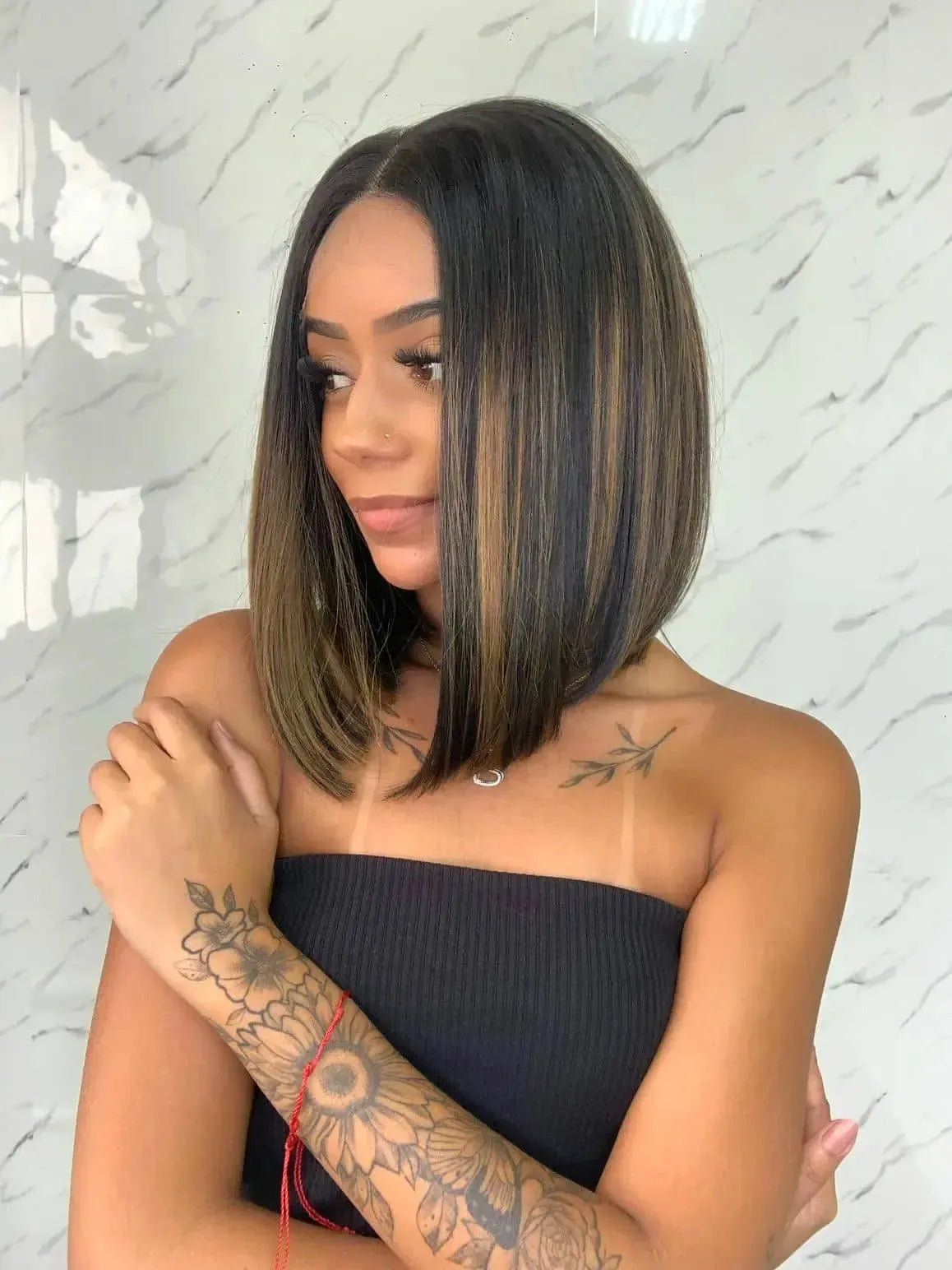 Lace Front Tela HD Lovenna Castanho com Mechas N2/27 - Repartição Livre 13x4