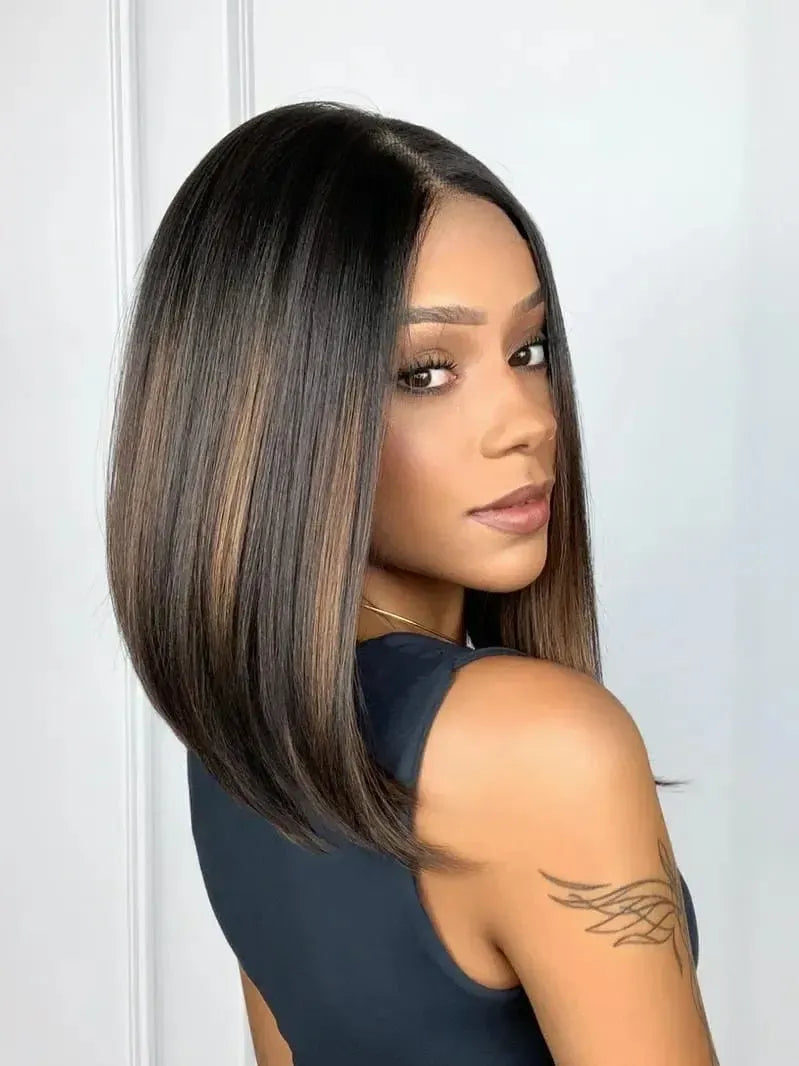 Lace Front Tela HD Lovenna Castanho com Mechas N2/30 - Repartição Livre 13x4