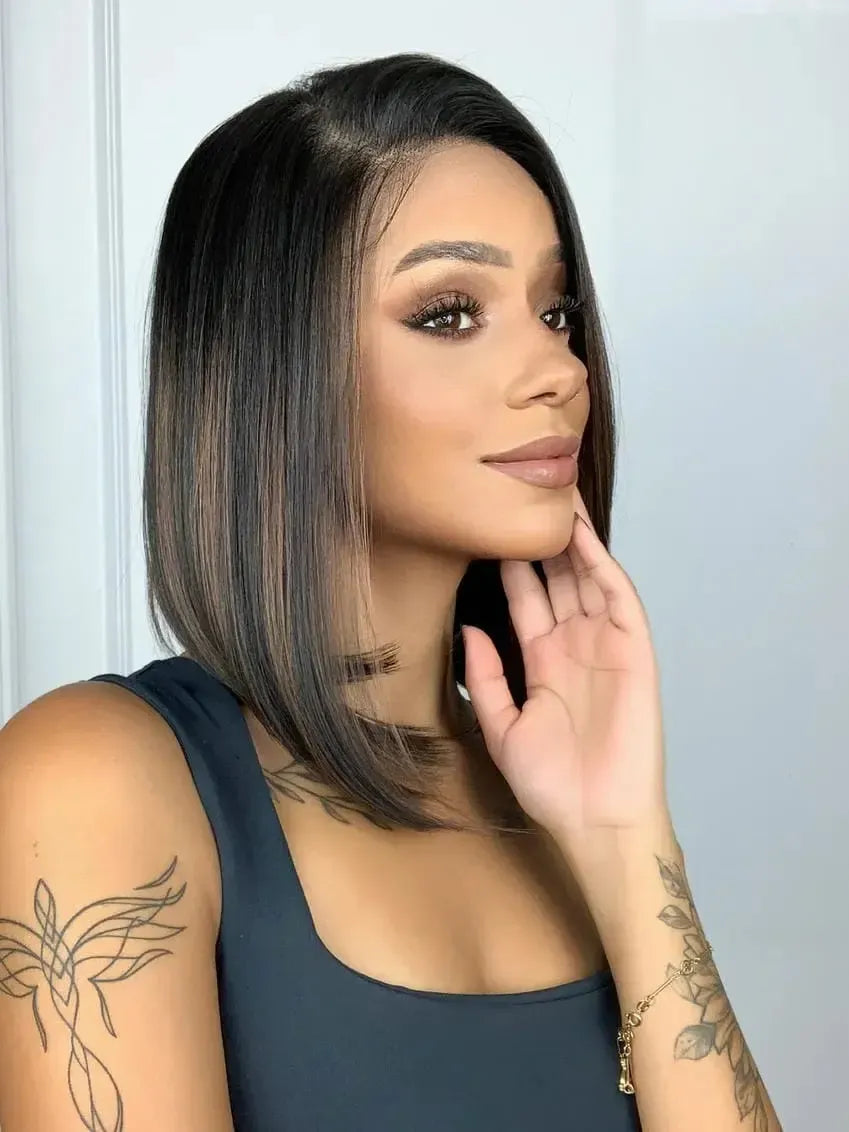Lace Front Tela HD Lovenna Castanho com Mechas N2/30 - Repartição Livre 13x4