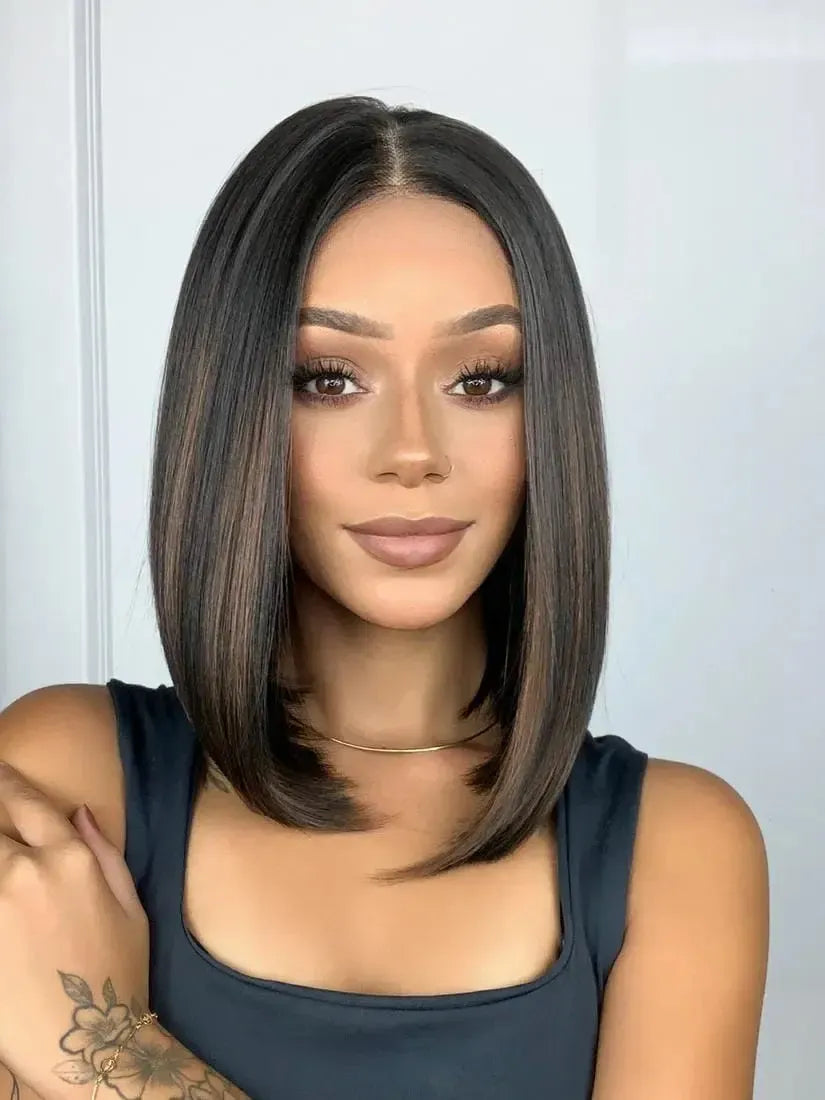 Lace Front Tela HD Lovenna Castanho com Mechas N2/30 - Repartição Livre 13x4